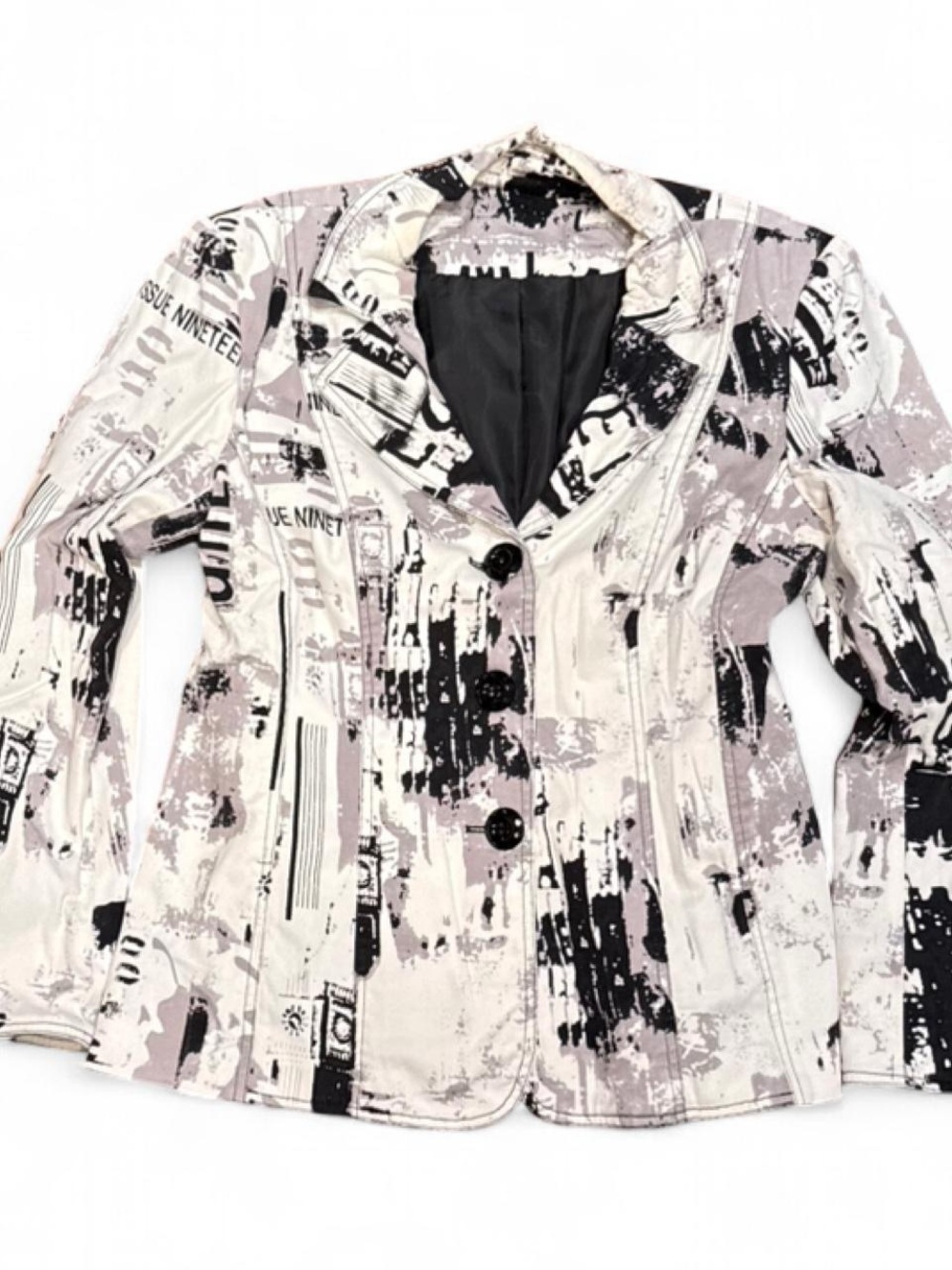 Y2K Newspaper Padded Blazer Jacket